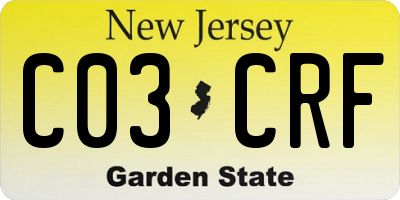 NJ license plate C03CRF