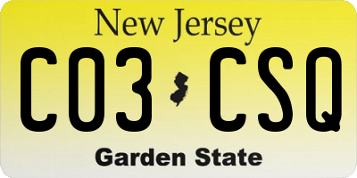 NJ license plate C03CSQ
