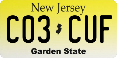 NJ license plate C03CUF