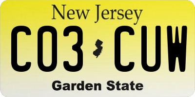NJ license plate C03CUW