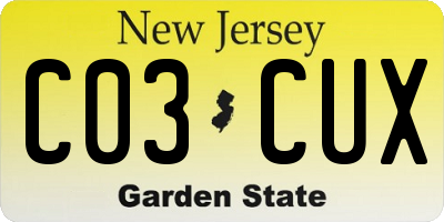 NJ license plate C03CUX