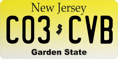 NJ license plate C03CVB