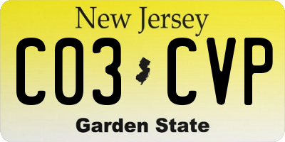 NJ license plate C03CVP