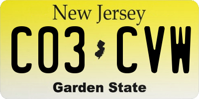 NJ license plate C03CVW