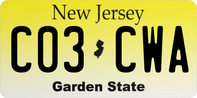NJ license plate C03CWA