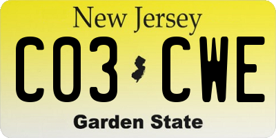 NJ license plate C03CWE