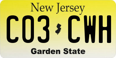 NJ license plate C03CWH
