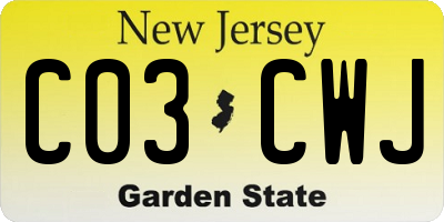 NJ license plate C03CWJ