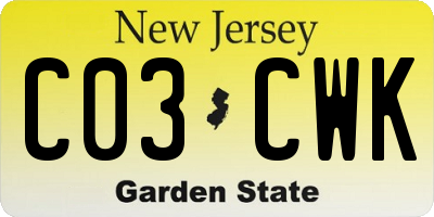 NJ license plate C03CWK