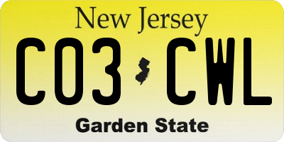 NJ license plate C03CWL