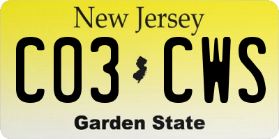 NJ license plate C03CWS