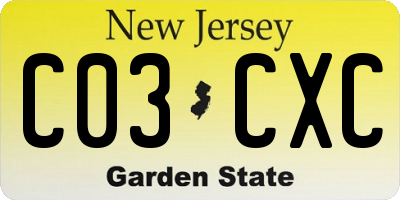 NJ license plate C03CXC
