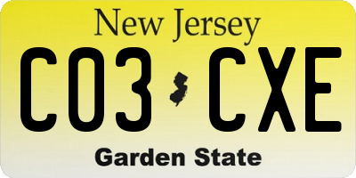 NJ license plate C03CXE