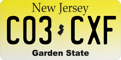 NJ license plate C03CXF