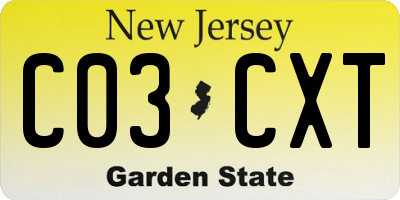 NJ license plate C03CXT