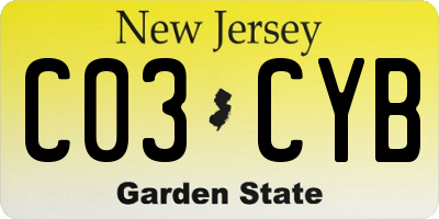 NJ license plate C03CYB