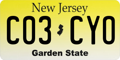 NJ license plate C03CYO