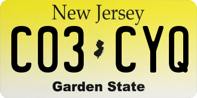 NJ license plate C03CYQ