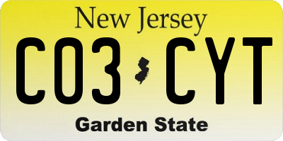 NJ license plate C03CYT