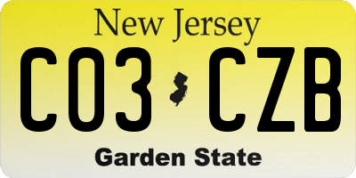 NJ license plate C03CZB