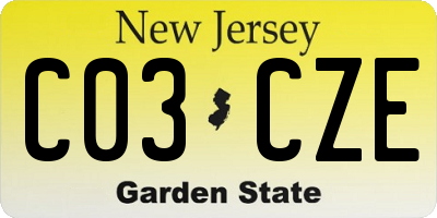 NJ license plate C03CZE
