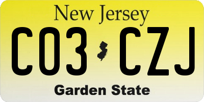 NJ license plate C03CZJ