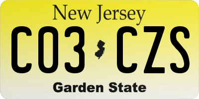 NJ license plate C03CZS