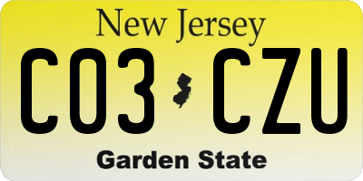 NJ license plate C03CZU
