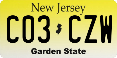 NJ license plate C03CZW