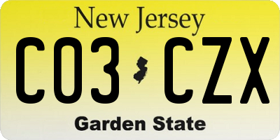 NJ license plate C03CZX