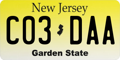 NJ license plate C03DAA