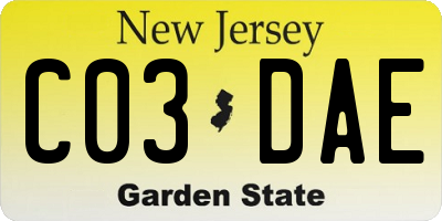 NJ license plate C03DAE