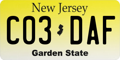 NJ license plate C03DAF
