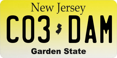 NJ license plate C03DAM