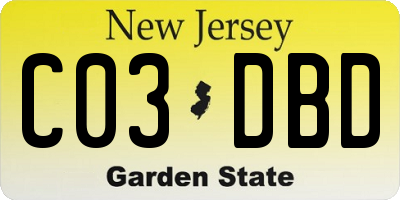 NJ license plate C03DBD
