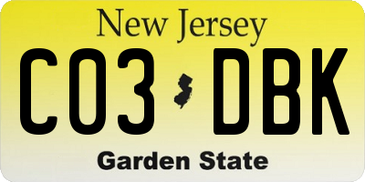 NJ license plate C03DBK