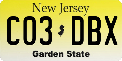 NJ license plate C03DBX