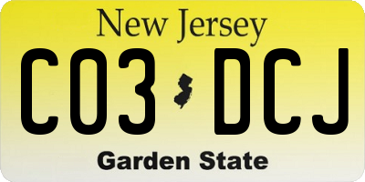 NJ license plate C03DCJ