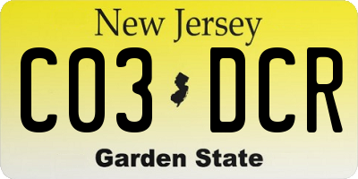 NJ license plate C03DCR