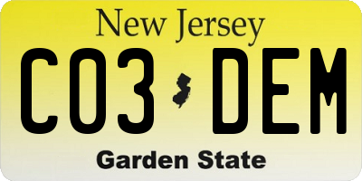 NJ license plate C03DEM