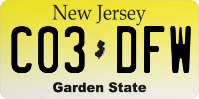 NJ license plate C03DFW