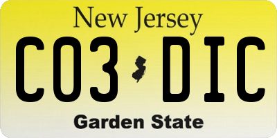 NJ license plate C03DIC