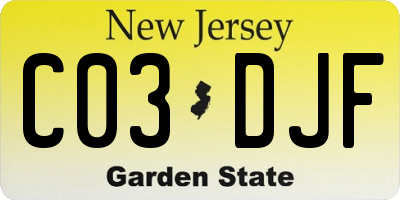 NJ license plate C03DJF