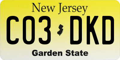 NJ license plate C03DKD
