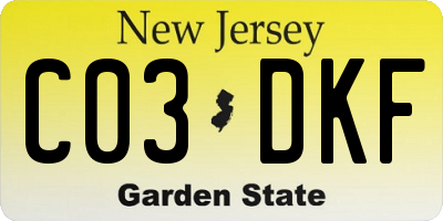 NJ license plate C03DKF