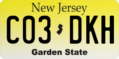 NJ license plate C03DKH