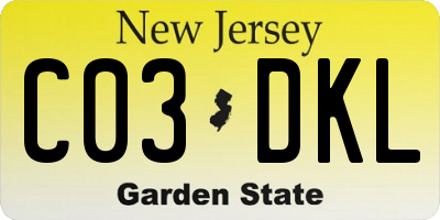 NJ license plate C03DKL