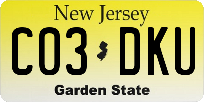 NJ license plate C03DKU