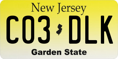 NJ license plate C03DLK