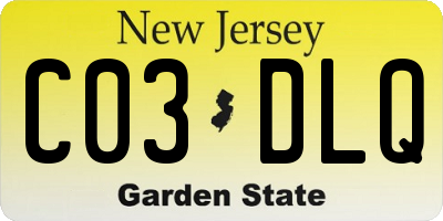 NJ license plate C03DLQ